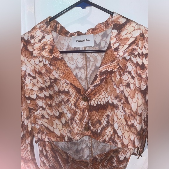 New! NANUSHKA Tess Cutout Snake-Print Satin Mini Dress 🤎 XS NWT! - Picture 11 of 16